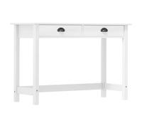 zylophax Mesa Consola Hill Madera de Pino Maciza Blanca con 2 cajones 110x45x74 cm para salón Comedor Pasillo recibidor Mueble Auxiliar almacenaje Funcional