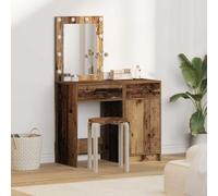 zylophax Mesa de tocador con cajón y Luces LED marrón de Madera contrachapada 50 x 41 x 135 cm, Set 2 Piezas para Dormitorio, Almacenamiento y organización en habitación Juvenil Moderna
