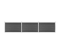 zylophax Set de paneles de valla WPC negro 526x105 cm con postes de acero y barras de aluminio para jardín, terraza, patio y piscina, paneles de composite resistentes para privacidad y protección