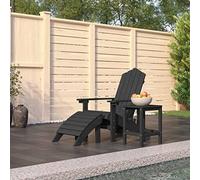 zylophax Silla de jardín Adirondack Gris Antracita con reposapiés y Mesa HDPE Resistente Intemperie Respaldo Alto Asiento Ancho para Exterior terraza Patio balcón Piscina Camping