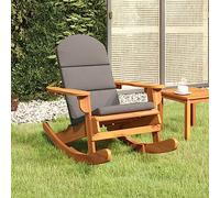 zylophax Silla Mecedora Adirondack Madera Maciza Acacia con Cojines Gris Oscuro Respaldo Alto y reposabrazos para jardín terraza balcón Exterior Patio Descanso cómodo