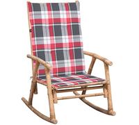 zylophax Silla Mecedora de bambú Macizo con cojín y Respaldo cómodo para jardín terraza Patio Exterior, Incluye cojín Adicional y reposabrazos Resistente