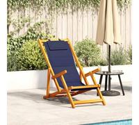 zylophax Silla Plegable con reposabrazos y Respaldo Azul de Madera de Acacia con Asiento de textilene Acolchado para jardín, terraza, Camping y Playa, Resistente a la Intemperie