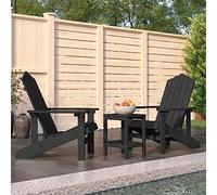 zylophax Sillas de jardín Adirondack con Mesa Gris Antracita en HDPE Resistente, Asiento cómodo con Respaldo Alto y reposabrazos, Juego para Exterior terraza Patio Piscina Camping