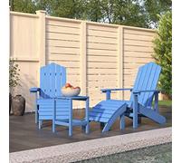 zylophax Sillas de jardín Adirondack con reposapiés y Mesa Aguamarina HDPE Resistente Intemperie Respaldo Alto Asiento Ancho para terraza Patio Exterior jardín con taburetes Desmontables y diseño