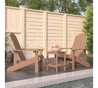 zylophax Sillas de jardín Adirondack marrón con Mesa de HDPE Resistente a la Intemperie, Respaldo Alto, reposabrazos Ancho, Set de 2 sillas y Mesa para terraza, Patio o balcón cómodo y Duradero