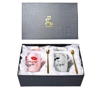 Zylota Regalos para mujeres, juego de tazas de café de Mr Right Mrs Always Right