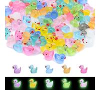 Zyluniy 100 Piezas Mini Patos Luminosos, Mini Patos de Resina, Coloridos Patos Pequeños para decoración de casa de muñecas, Micro jardín de Hadas, Paisaje, Acuario, DIY