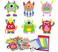 Zyluniy 12 Kits Manualidades Niños Monstruos, Actividades Creativas con Pegatinas EVA Autoadhesivas y Fieltro, Regalo Cumpleaños Carnaval para Niñas y Niños 3-10 Años