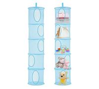 Zyluniy 2 Piezas Organizador Colgante, 5 Niveles Bolsas de Almacenamiento de Red Colgante, Redes Colgantes de Malla para Almacenar, Red de Almacenamiento Colgantes para Juguetes, Ropa Pequeña (Azul)