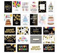 Zyluniy 24 Tarjetas de Cumpleaños, Tarjeta Felicitación Holográficas en Surtido con 24 Sobres y Pegatinas, Postales Cumpleaños, Plegables Tarjeta de Cumpleaño, Birthday Card para Hombres Mujeres Niños