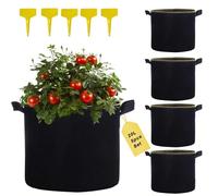 Zyluniy 5 Piezas tomateras Maceta, 20L Bolsas de plantación macetas de Tela Bolsas de plantación para Exterior para Patatas, Flores, Frutas, Tomates