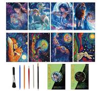 Zyluniy 8 Láminas A4 de Arte Rascable Fosforescente - Papel para Rascar con Efecto Luminoso, Kit de Scratch Art para Niños y Adultos, Incluye 8 Hojas de 21x28,5 cm y Herramienta