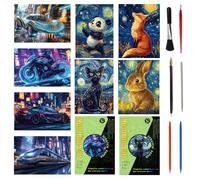 Zyluniy 8 Láminas de Arte Rascable Fosforescente, Papel para Rascar con Efecto Luminoso, Kit de Scratch Art para Niños y Adultos