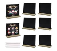 Zyluniy 8 Piezas mini pizarras, 13 x 15 cm Mini pizarras para escribir con 3 rotuladores, soporte para pizarra con base de madera para bar, cafetería, cumpleaños, decoración de bodas