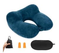 Zyluniy Almohada De Viaje Hinchable, Almohada Inflable del Viaje, Cojín Inflable del Cuello de Viaje, Portátil y Ligero con Cubierta De Terciopelo, para Viajar en Avión, Tren, Oficina