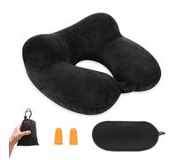 Zyluniy Almohada De Viaje Hinchable, Almohada Inflable del Viaje, Cojín Inflable del Cuello de Viaje, Portátil y Ligero con Cubierta De Terciopelo, para Viajar en Avión, Tren, Oficina