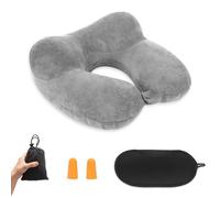 Zyluniy Almohada De Viaje Hinchable, Almohada Inflable del Viaje, Cojín Inflable del Cuello de Viaje, Portátil y Ligero con Cubierta De Terciopelo, para Viajar en Avión, Tren, Oficina
