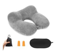 Zyluniy Almohada De Viaje Hinchable, Almohada Inflable del Viaje, Cojín Inflable del Cuello de Viaje, Portátil y Ligero con Cubierta De Terciopelo, para Viajar en Avión, Tren, Oficina