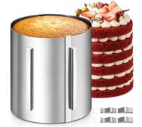 Zyluniy Aro para Tartas Ajustable de Acero Inoxidable, Altura 20 CM, 6-12 Pulgadas, Molde Redondo Extensible para Repostería, 2 Clips de Fijación, Base para Cheesecake y Postres