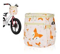 Zyluniy Cesta de Bicicleta para niños, Cesta Bicicleta con Funda Impermeable y Correa para el Hombro, Cesta para Triciclo Infantil, Apta para la mayoría de Bicicletas Infantiles (Fox)