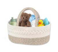 Zyluniy Cesta Organizadora Bebe, Organizador de pañales para bebé, Carrito para Pañales con Compartimentos & Asas, Cesta de Almacenamiento Portátil para Recién Nacidos