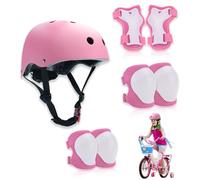 Zyluniy Conjuntos de Patinajes, Set de Protección Patinaje, Transpirable y Ajustable, niños Rodilleras Conjunto para Bicicleta, monopatín, Scooter (para niños a Partir de 3 años, Rosa)