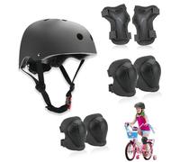 Zyluniy Conjuntos de Patinajes, Set de Protección Patinaje, Transpirable y Ajustable, niños Rodilleras Conjunto para Bicicleta, monopatín, Scooter (para niños a Partir de 3 años, Negro)
