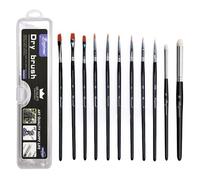 Zyluniy Dry Brush Set, 9 Pinceles Miniaturas y 2 Drybrush, Pinceles Seco Profesionales para Modelismo Warhammer 40k Citadel Modelo Grande Medio Detallado (11 Pincele)