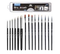 Zyluniy Dry Brush Set, 9 Pinceles Miniaturas y 6 Drybrush, Pinceles Seco Profesionales para Modelismo Warhammer 40k Citadel Modelo Grande Medio Detallado (15 Pincele)