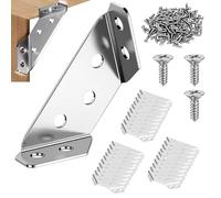 Zyluniy Escuadras Metalicas, 30 Piezas Cantoneras Metalicas con Tornillos, Soportes Angulares Acero Inoxidable,Soporte Triangular Escuadra Metalica,Angulos Metalicos para Fijación de Muebles de Madera