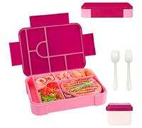 Zyluniy Fiambrera Lunch Box 1300ML, Bento Box Fiambrera Infantil con Compartimentos y Cubiertos, Loncheras Hermetico Fiambreras para Adultos Niños Escuela Guardería,Loncheras para Picnic, Trabajo,Rosa