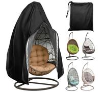 Zyluniy Funda para Silla Colgante, 190x 115 cm 210D Oxford, Funda para columpio, Impermeable Anti-Viento Anti-UV Chair Cover, funda protectora antipolvo con cremallera y cordón (Negro)