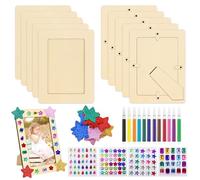 Zyluniy Lote de 12 Marcos de Fotos de Madera para Decorar, Kit de Manualidades DIY para Niños con Adhesivos y Piedras Brillantes, Actividad Creativa para Niños Adultos