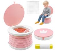 Zyluniy Orinales Infantiles Orinal Portatil Plegable Niños 1-3 Años WC Vater Portatil para Niños Bebé Inodoro Infantil Plegable Potty Training Asiento para Viaje Camping con Bolsas de Limpieza, Rosa