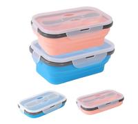 Zyluniy Recipientes de Silicona Plegable Fiambrera con Tapa 2 Piezas Plegable para Almacenamiento Fiambrera Portátil para Picnic al Aire de Alimentos, Microondas, Lavavajillas, Refrigeradores Seguros
