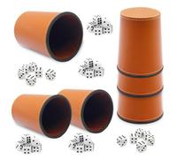 Zyluniy Set 6 Cubiletes de Dados en Cuero PU con 36 Dados Juego Dados con Cubilete Tazas para Viajes, Fiestas y Juegos