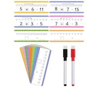 ZylYve 16 abwischbare Whiteboard-Karten mit Zahlenlinien, doppelseitig (0-10/0-20), Mathematik für Kinder, Schüler, Klassenzimmer & zu Hause (30cm x 10cm)