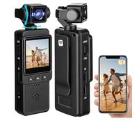 Zymblingst Cámara Deportiva 4K, Mini Body CAM con Camara Corporal Lente Giratoria de 270°， POV Videocámara por Vlog para Deportes, Viajes y Vlogging