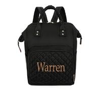 ZYMECH Bolsa de pañales con bordado personalizado de dibujos animados para mamá, bolsas de bebé, impermeable, mochila multifunción de gran capacidad, Negro -