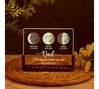 ZYMECH Lámpara de cristal de fase lunar personalizada, luz nocturna de cristal de luna personalizada, la noche que nos conocimos, el día en que naciste, regalo para mamá, regalo para papá (7 colores,