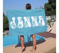ZYMECH Toalla de playa personalizada con nombres, microfibra personalizada, grande, de secado rápido, suave, ligera, personalizada, con nombre, piscina, natación, viajes, playa (75 x 150 cm)