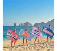 ZYMECH Toalla de playa personalizada con nombres, toallas personalizadas con nombres para adultos, regalo de microfibra para adultos y niños (70 x 140 cm)