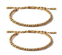 ZYMGUO 2 Pulsera Tibetana Tradicional,Tejida a Mano, Nudo Budista de la Suerte, Cordón Rojo Ajustable,Para Hombre y Mujer,Nudo Tradicional Budista Amuletos de la Suerte y Protección (Color)