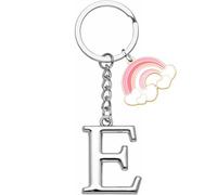 ZYMGUO Llavero Mujer con inicial Plata llavero niña letra llavero mariposa bolso con inicial A-Z 26 letra inicial colgante llavero - Regalos Mujer Llavero ideas (E)