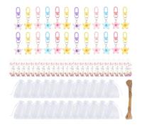 ZYMIADOU 1. Juego de llaveros florales con tarjetas de agradecimiento, llavero de coche con cordón para decoración de invitados de fiesta, llavero de flores, juego de regalo, elegante llavero floral