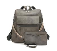 ZYMIADOU 2 mochilas de piel sintética para mujer, diseñadoras, bolso de hombro para mujer, bolsos de mano de viaje de trabajo con mochilas para mujer, Gray