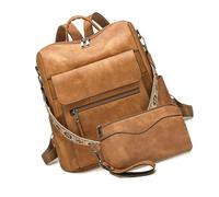 ZYMIADOU 2 mochilas de piel sintética para mujer, diseñadoras, bolso de hombro para mujer, bolsos de mano de viaje de trabajo con mochilas para mujer, Albaricoque amarillo