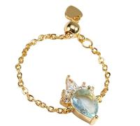 ZYMIADOU Anillos ajustables simples con forma de lágrima, cadena geométrica abierta con textura de cobre para varias ocasiones, talla única, como se describe, como se describe
