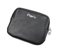 ZYMIADOU Billetera con múltiples ranuras y bolsillo para tarjetas, de cuero, monedero bancario, cremallera de color sólido, cremallera de metal portátil, Black, Mass Beauty